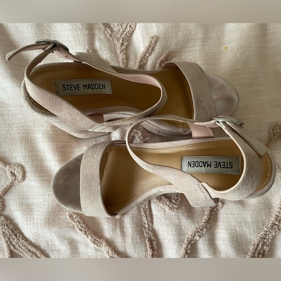 RARE Steve Madden Advice Suede Platform Sandal In Blush Size 7 - Picture 7 of 16